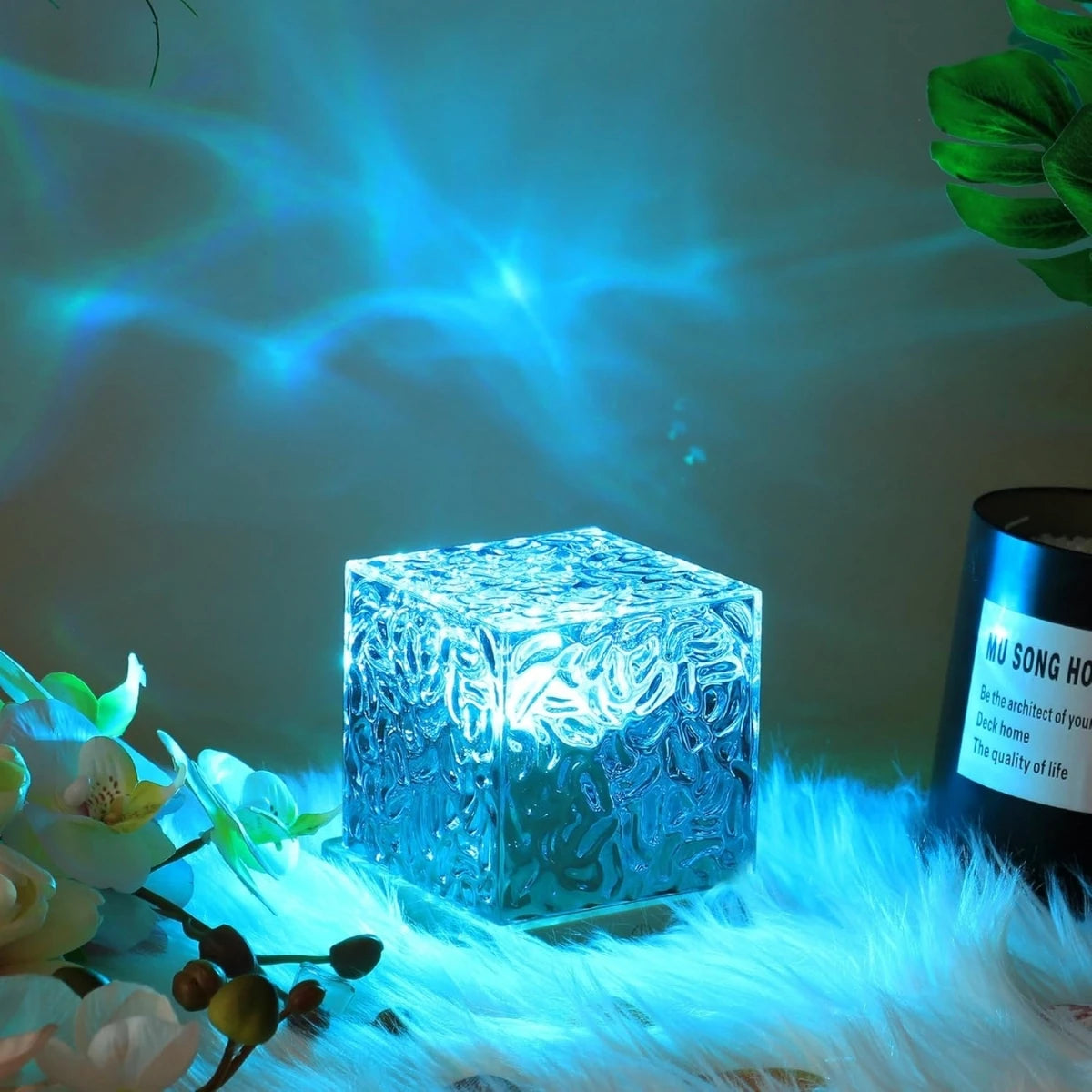Dynamic Rotating Water Ripple Projector Night Light RGB16 Color Flame Crystal Light Living Room Study Bedroom Rotating Light